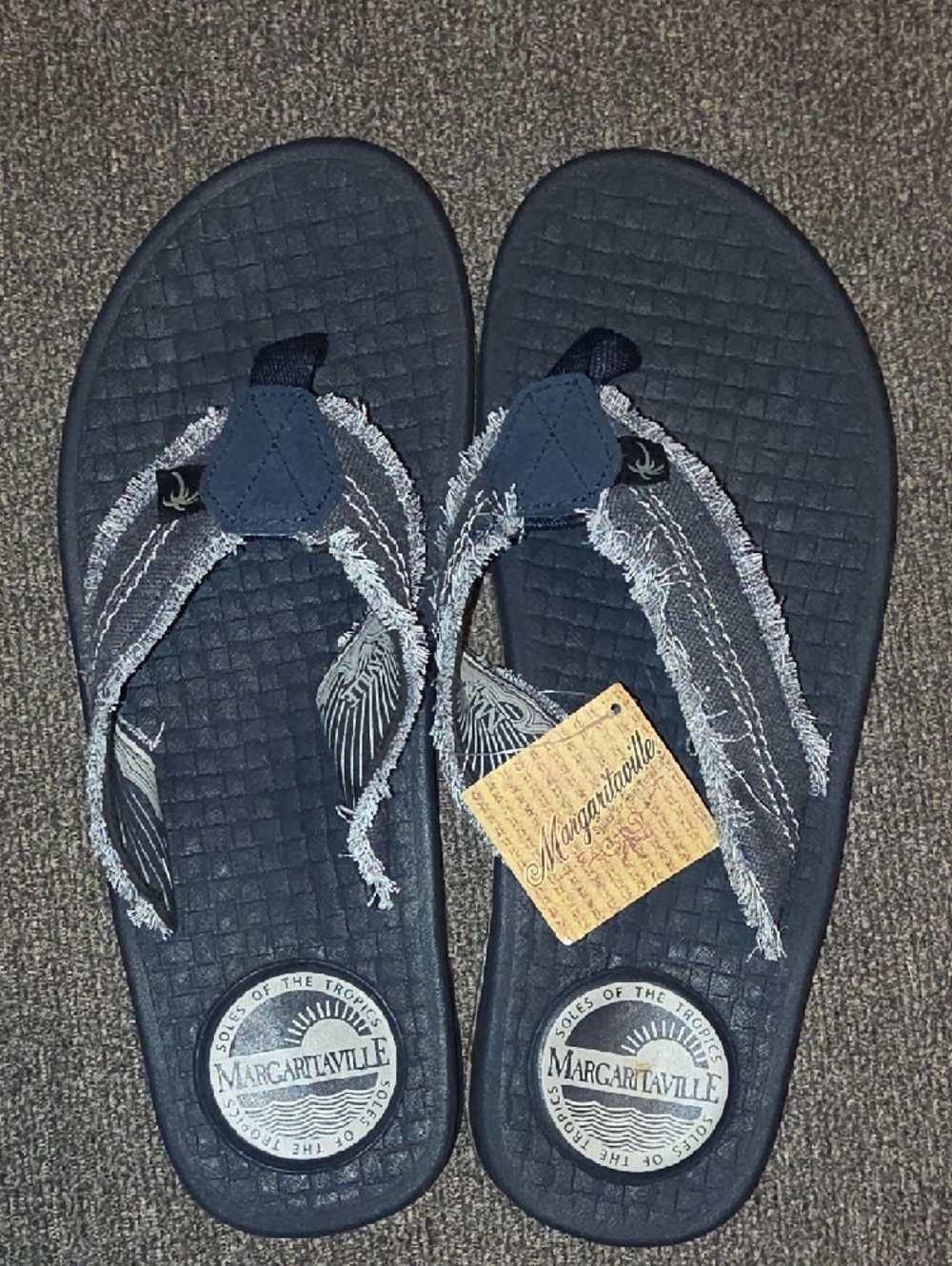 Margaritaville Navy and Light Gray Men’s Flip Flops - Picture 3 of 6